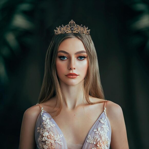 Women Baroque Black Crown Vintage Black Tiaras with Gemstones - Picture 6 of 6